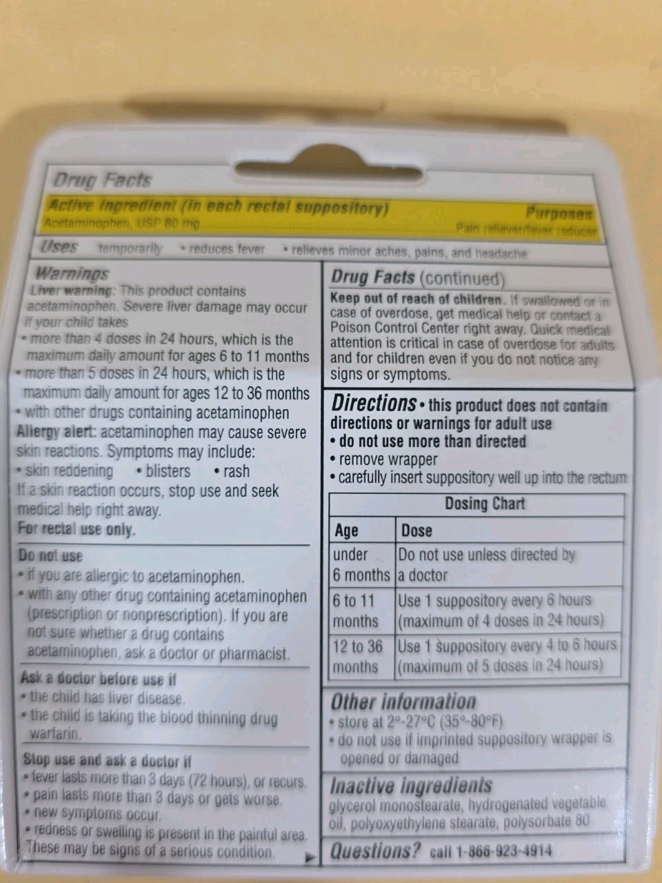 6 Pack FeverAll Infants’ Acetaminophen 80mg Rectal Suppositories Ex 03/27
