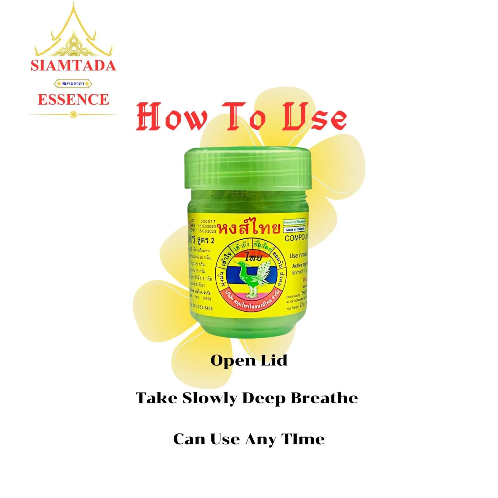 6x Traditional Thai Herbal Inhalers, Bangkok Souvenir Gift.