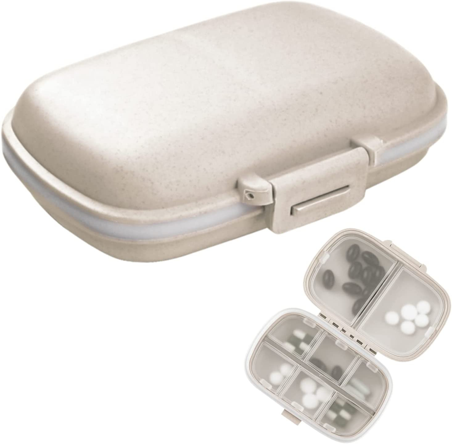 1Pack Travel Pill Organizer, 8 Compartments Portable Pill Case, Small Pill Box f