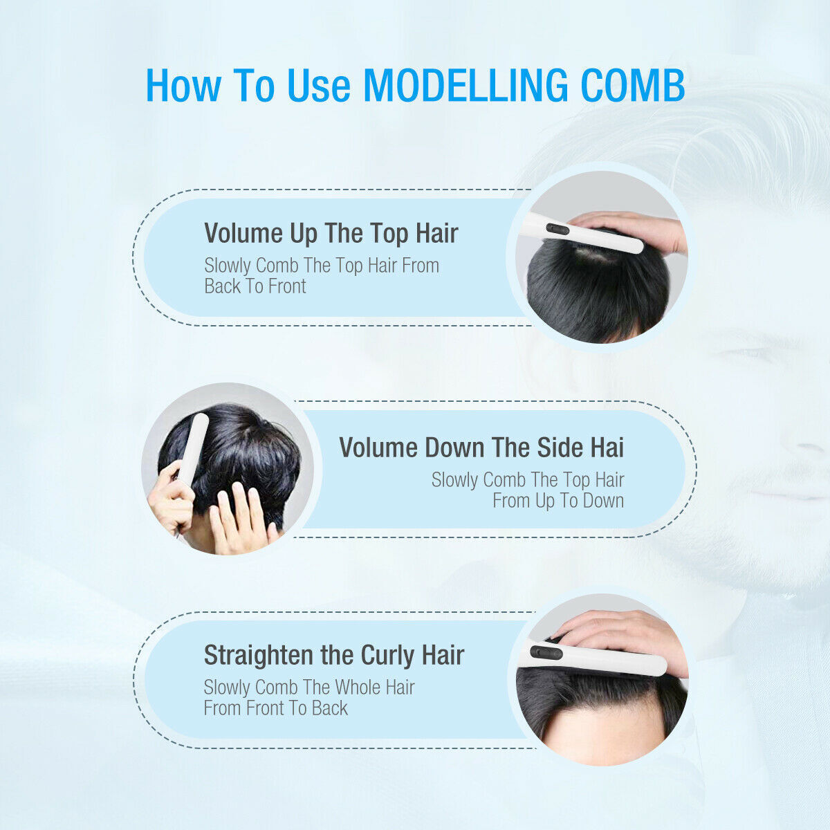 Beard Straightener Brush for Men Ceramic & Ionic Hair Anti-Scald Hot Comb Gift