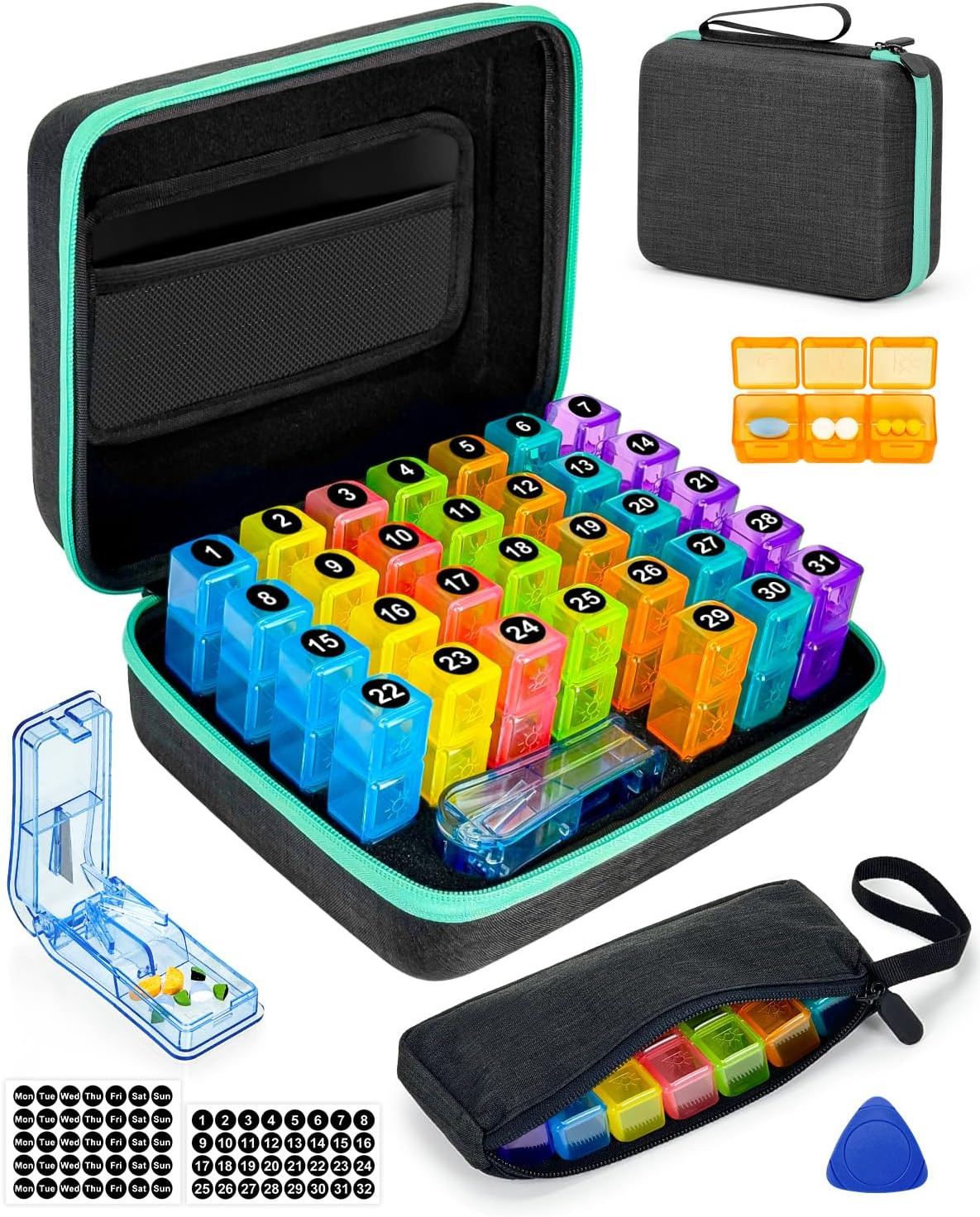 Monthly Pill Organizer 3 Times a Days, Friwole Medicine Organizer Box