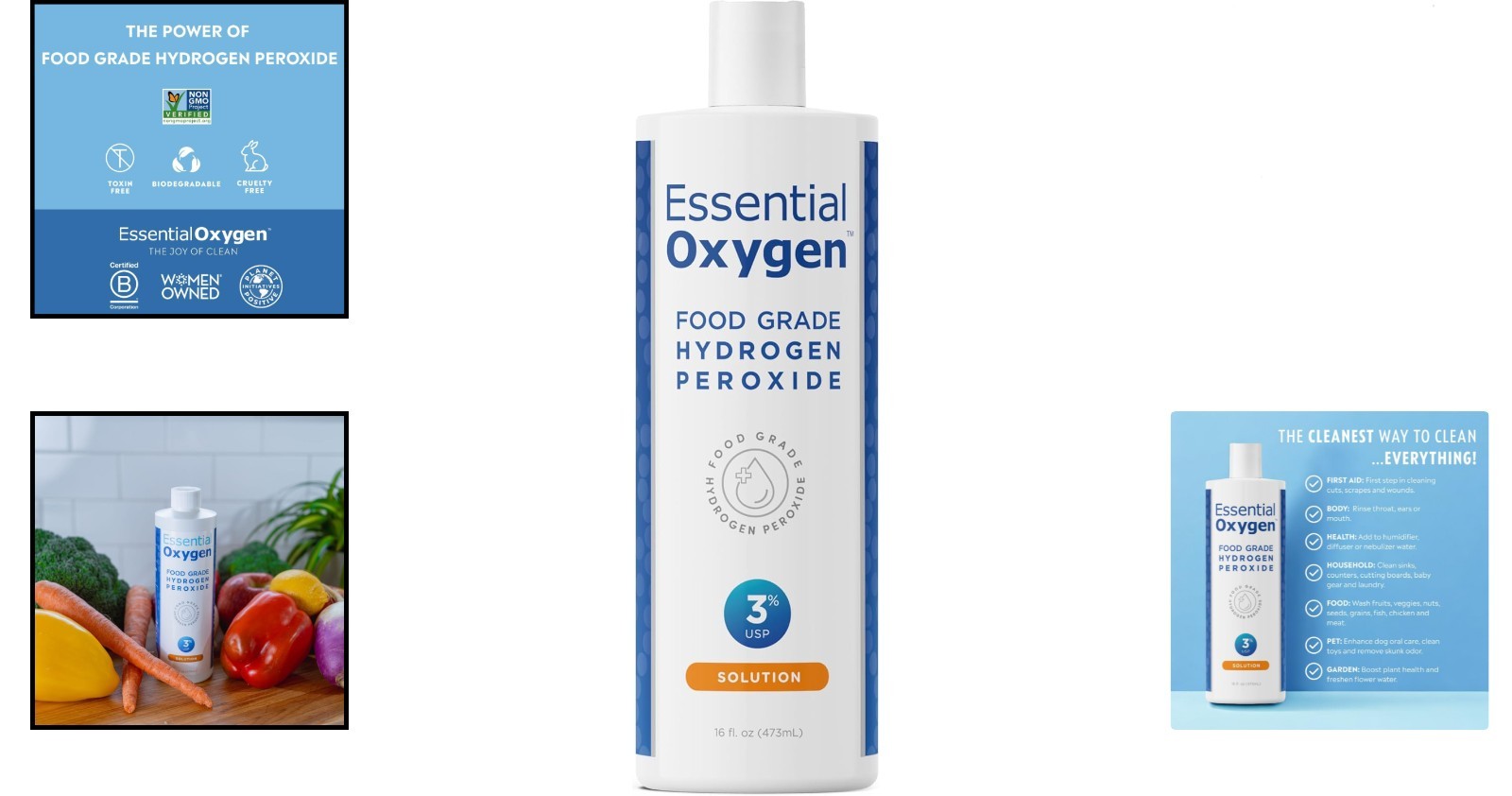 Natural 16 Oz Hydrogen Peroxide Cleaner – Non-Toxic and Safe for All Uses