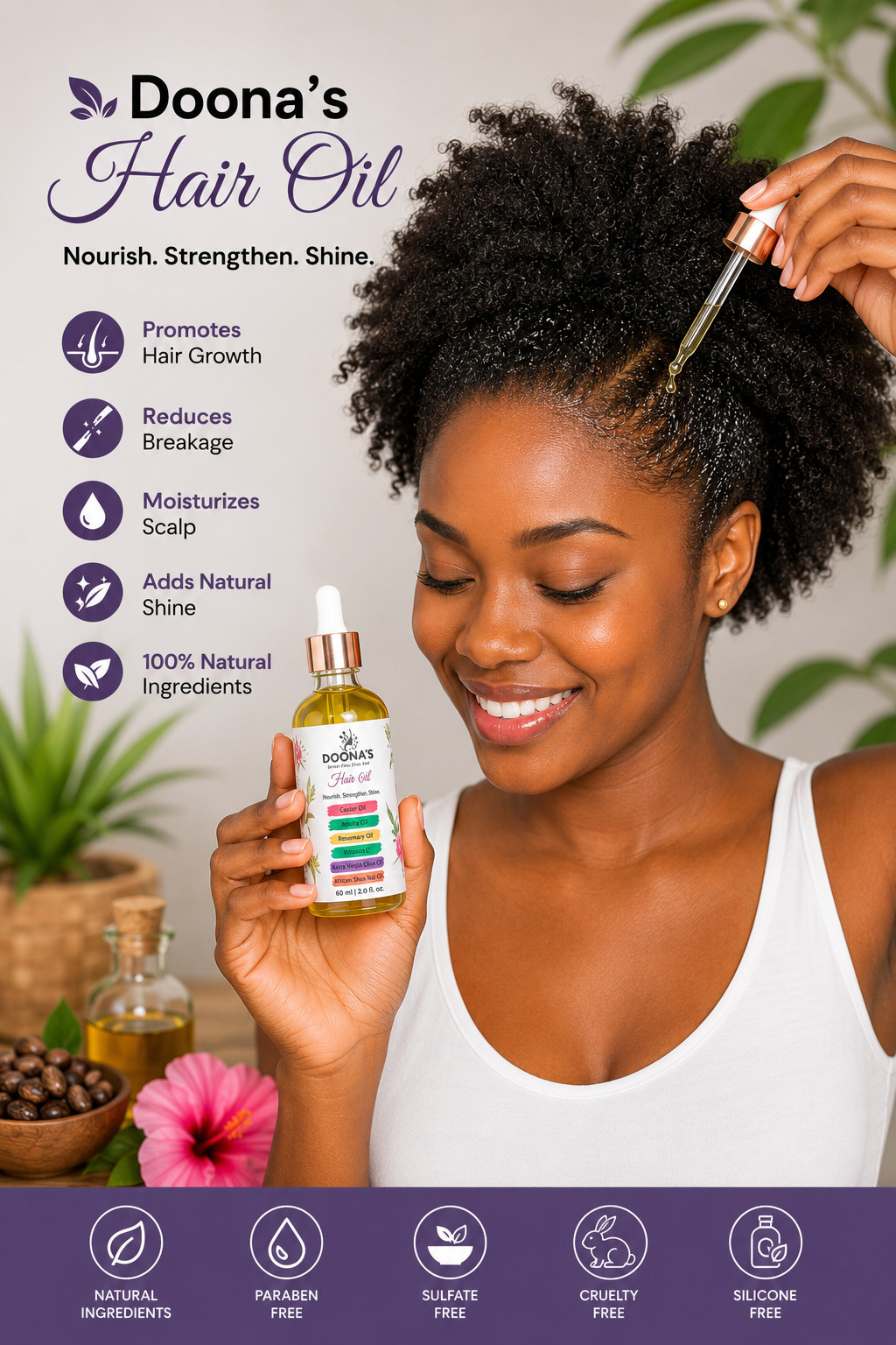 7 Blend Hair OIL Promotes Stronger, Thicker Hair Growth 2 FL Oz