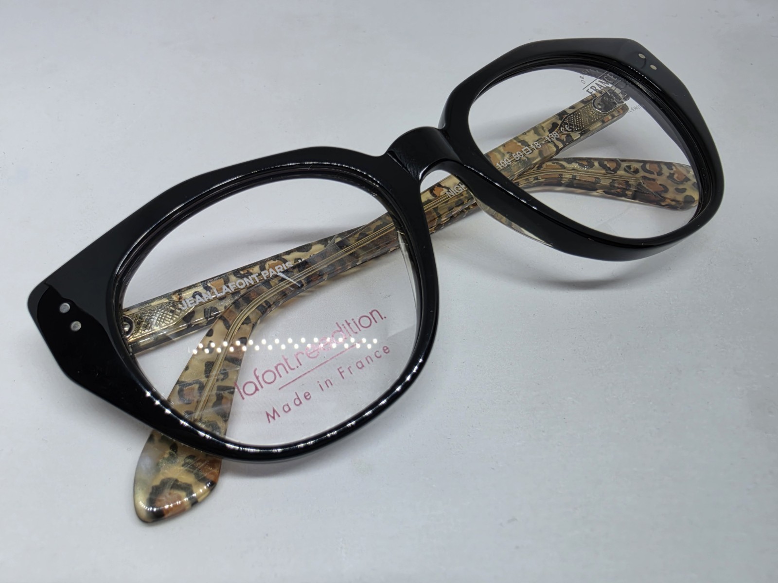 JEAN LAFONT PARIS NIGHTCLUB 100 BLACK/LEOPARD EYEGLASSES NEW AUTHENTIC FRANCE