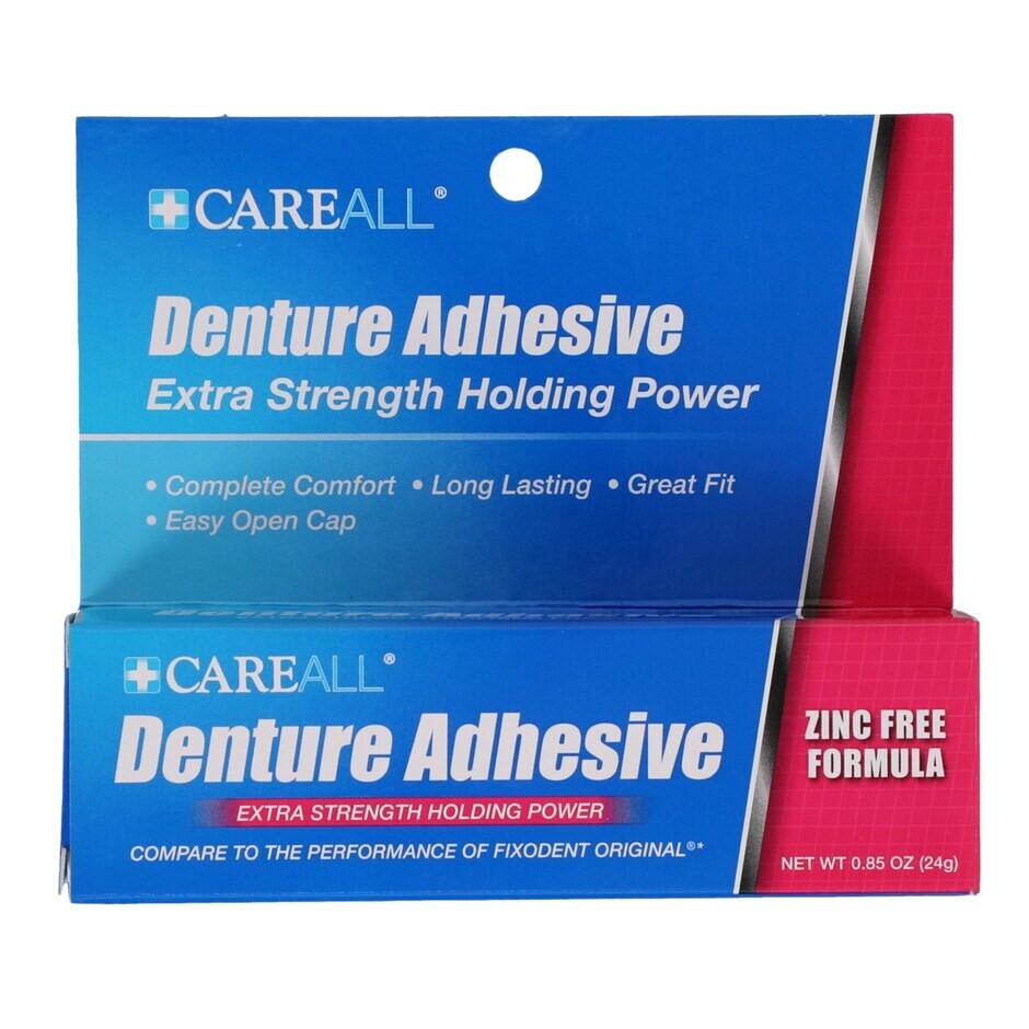 1 PK CareALL Denture Adhesive 0.85oz. Extra Strength Holding Power Zinc Free