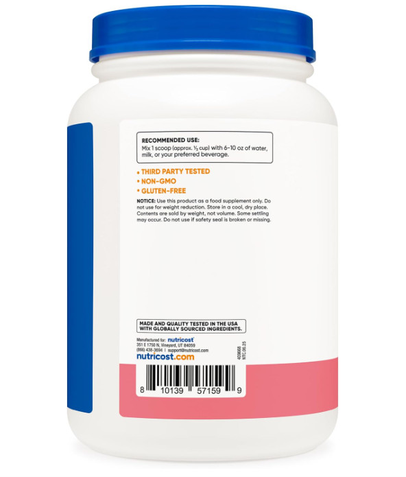 Nutricost Whey Protein Isolate, Strawberry Milkshake, 2 lb