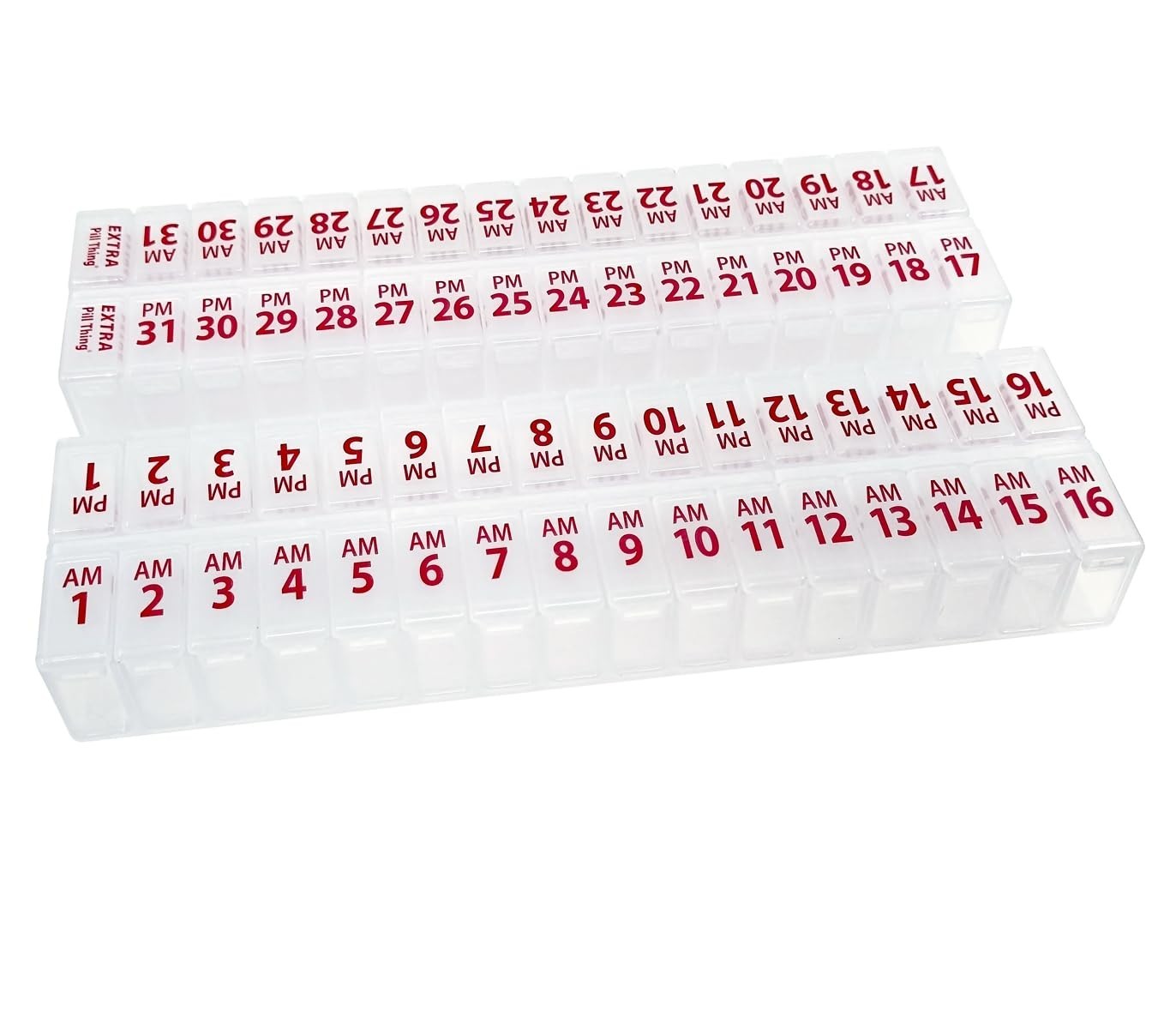 XL Monthly Pill Organizer Set – 31 Day AM/PM Medication Planner – 2 Clear Boxes
