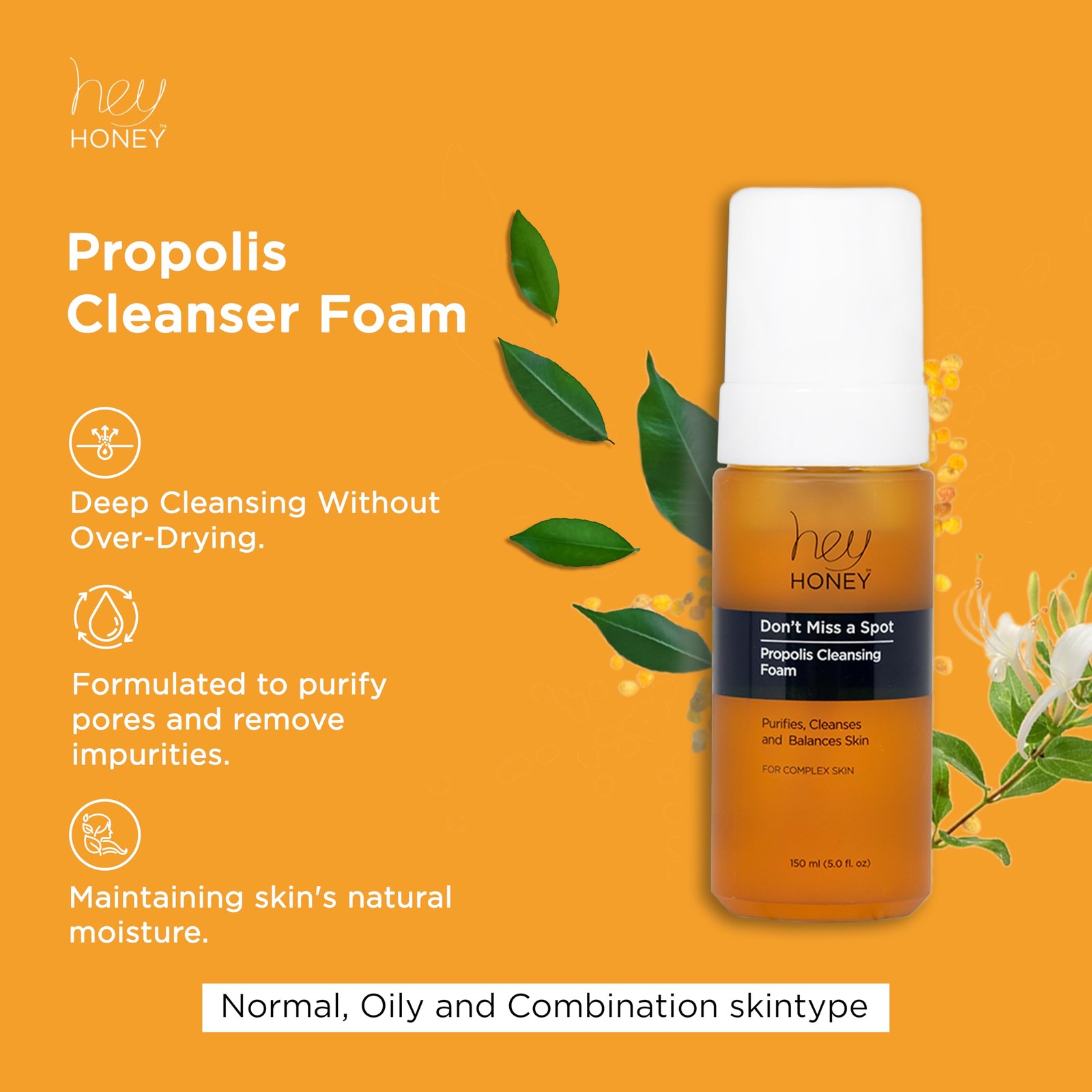 Hey Honey Skincare Propolis Facial Cleanser Foam Formula That Replenishes Skin