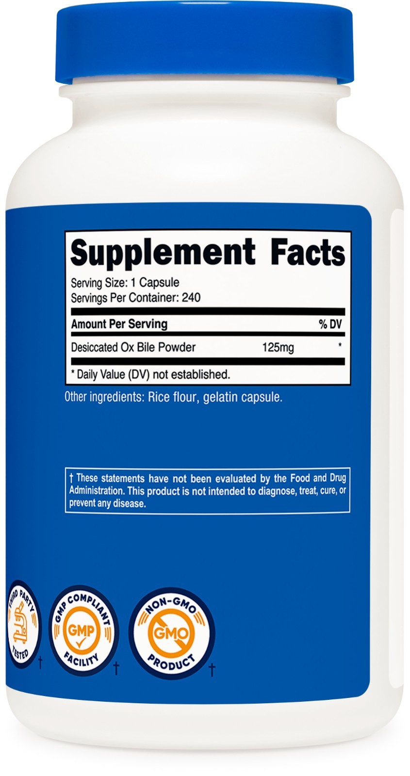 Nutricost Ox Bile Capsules 125mg, 240 Capsules – Gluten Free, Non-GMO
