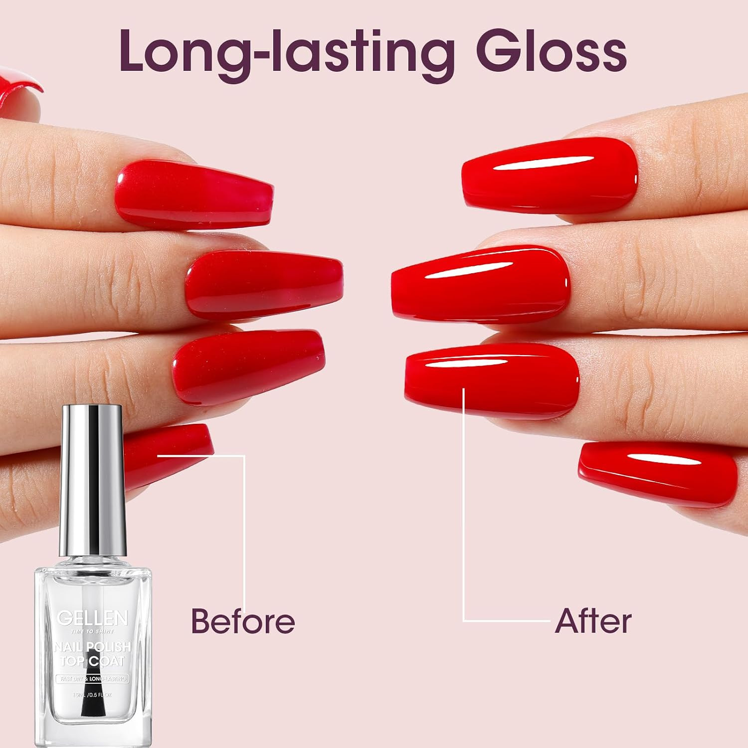 Clear Nail Polish Top Coat, Shine Glossy Regular Nail Polish, Calcium Formula St