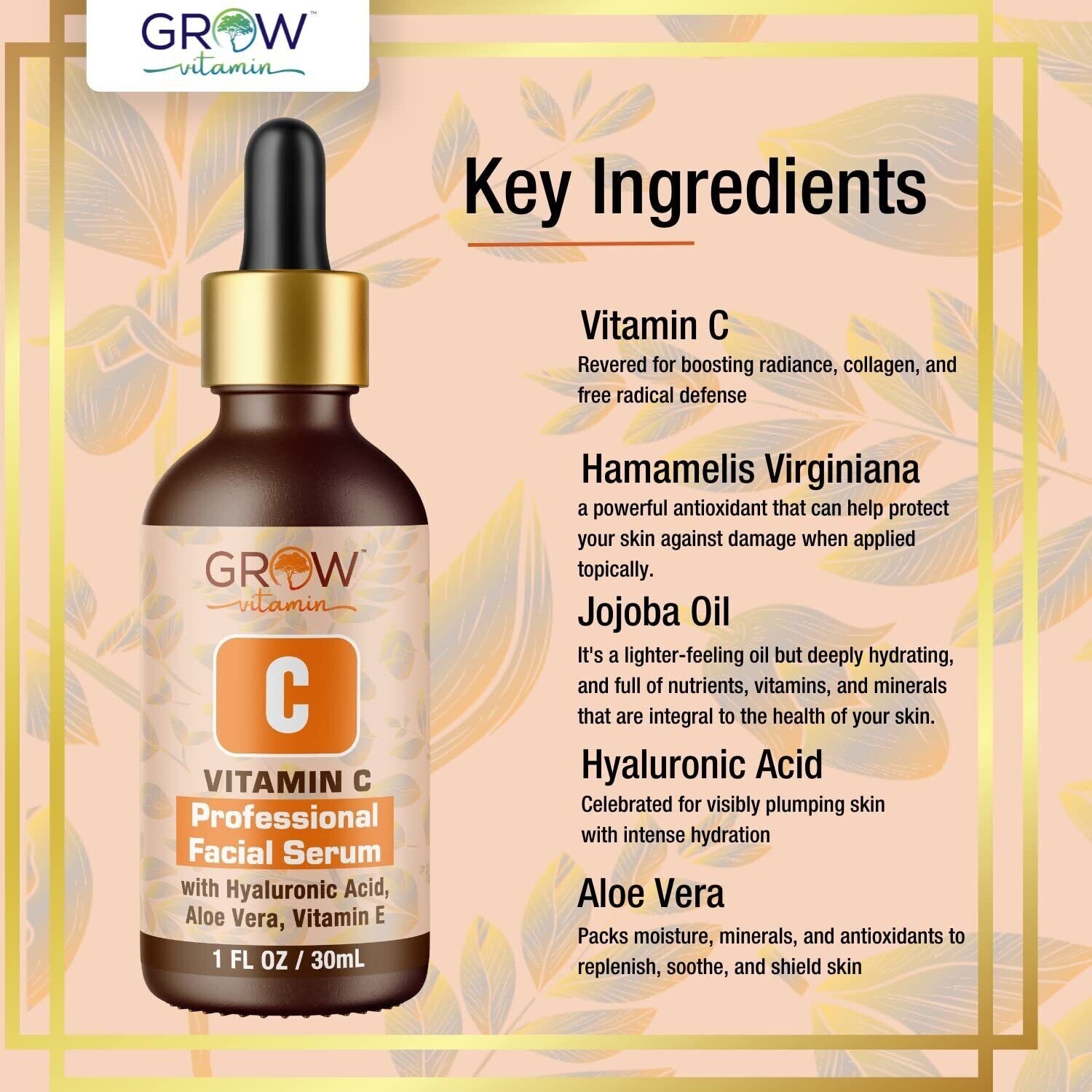 Face Serum – Dark Spot Remover , Vit C Serum with Hyaluronic Acid, Ferulic Acid,