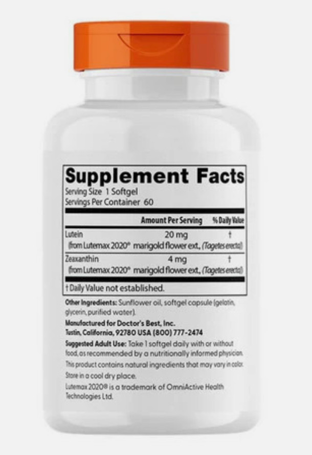 12X Doctor’s Best Lutein Lutemax 60 Softgels 20 Mg EXP 08/2027
