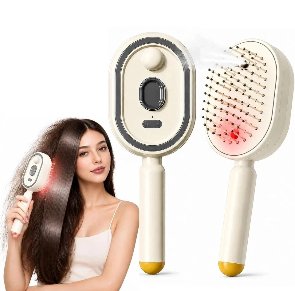 Electric Spray Air Cushion Massage Comb,Self-Cleaning Anti Tangle Electric Brush