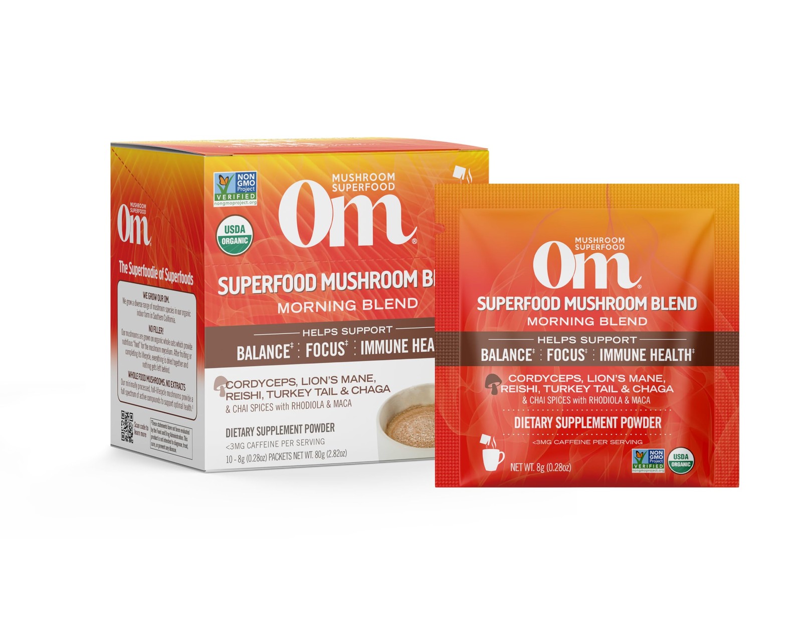 Om Mushroom Superfood Morning Energy Blend Coffee Free Mushroom Powder 10 Ser…