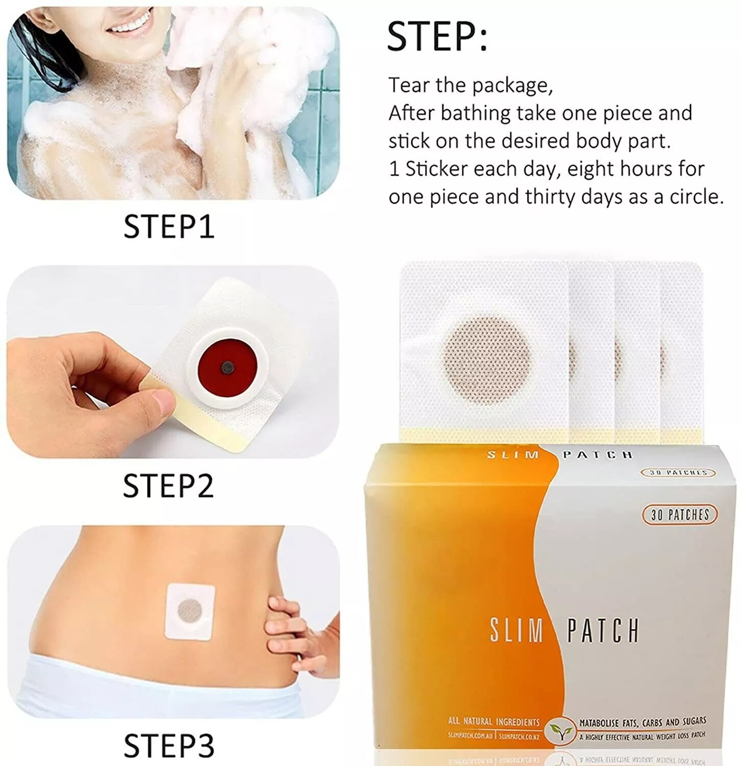 The Authentic & Original Slim Patch – Highly Effective Natural Weight Loss 30 Ct