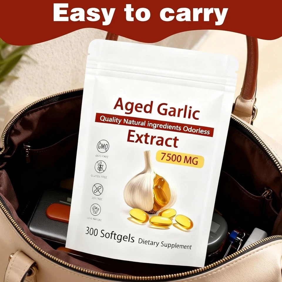 Odorless Garlic 7500mg Per Servings, 150 Softgels | 2 Years Aged Garlic Extra…