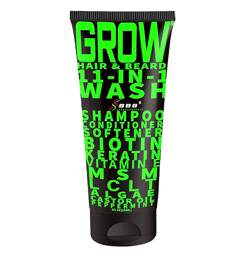 GROW® 11-in-1 Hair and Beard Wash Natural & Organic Vegan Friendly Softens Hair