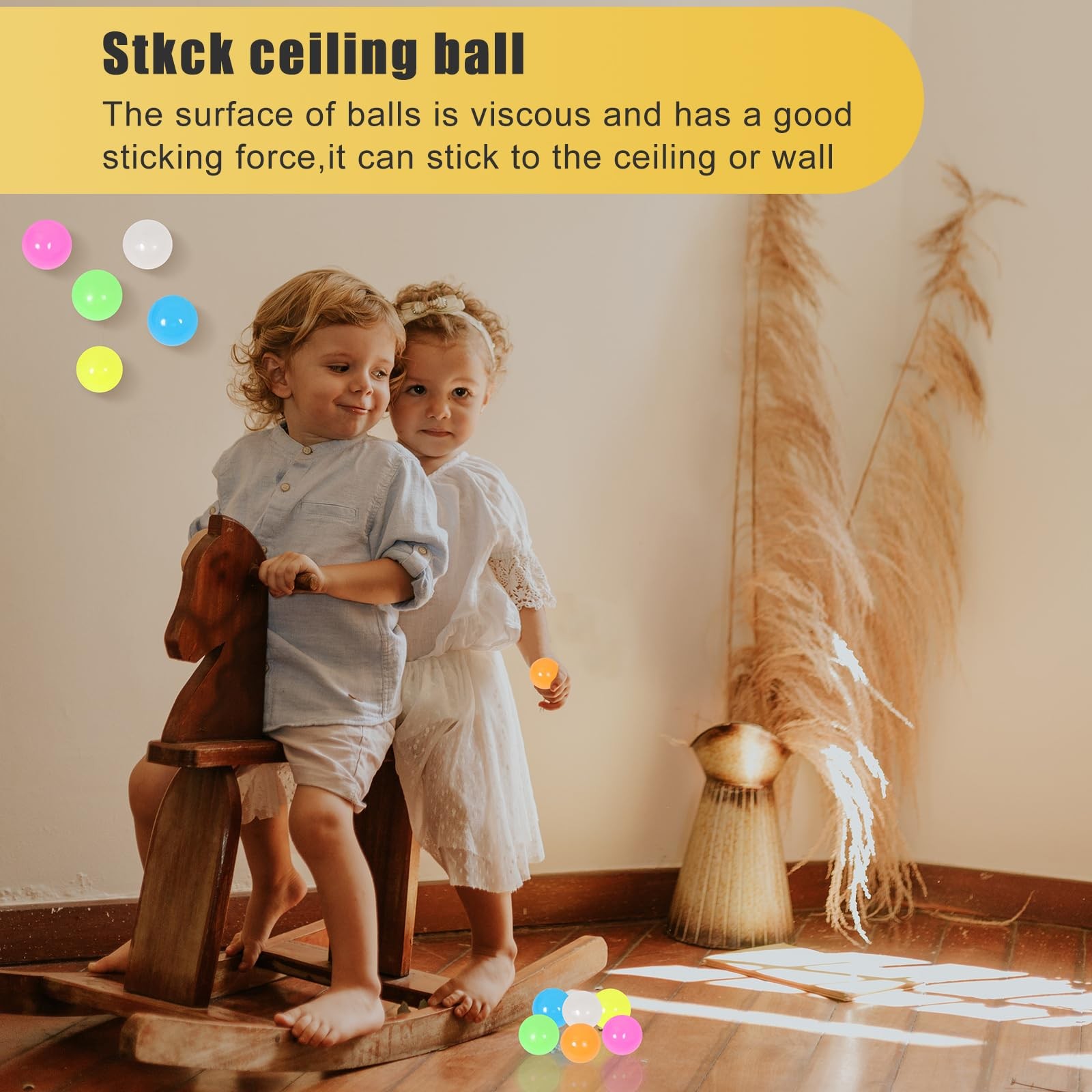 6pcs-2.4in Dream Balls,Glow in The Dark Sticky Balls That Stick to The Ceilin…