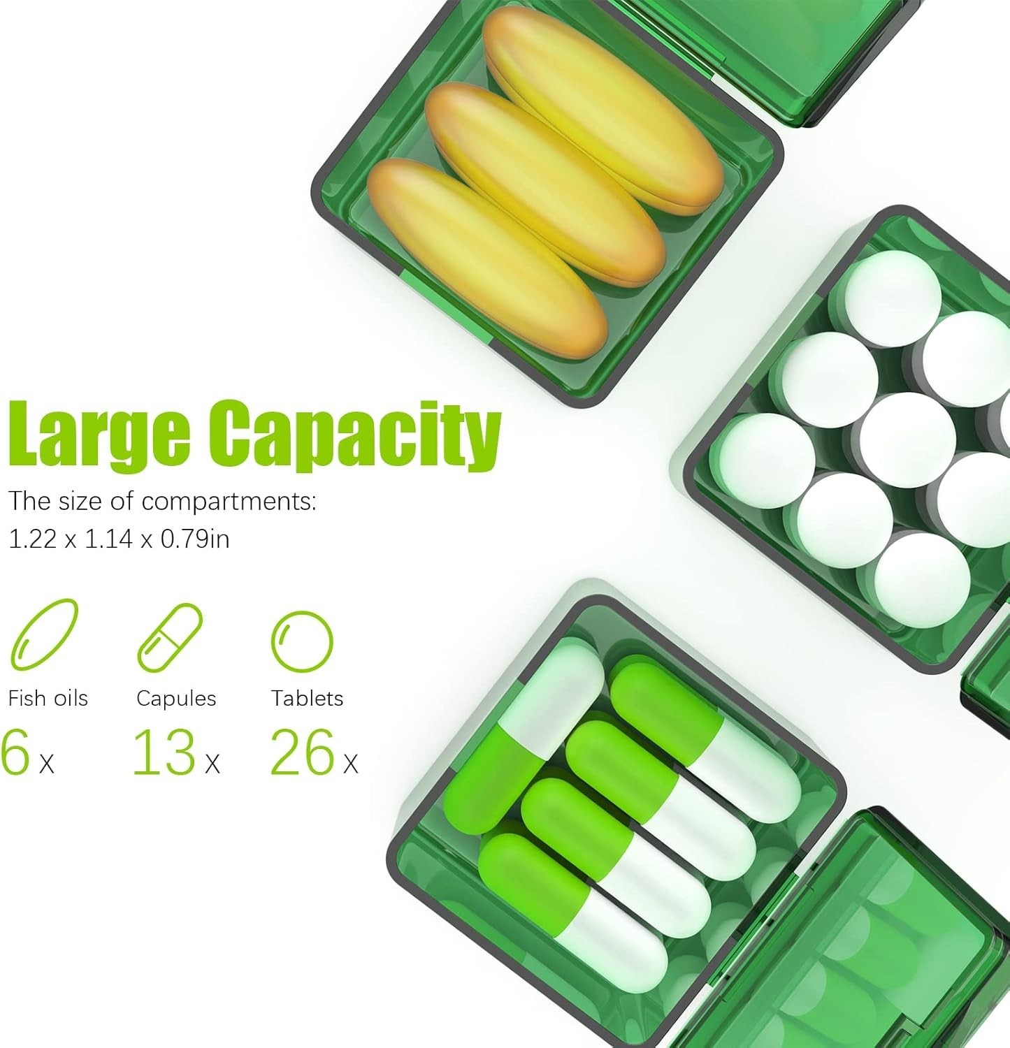 Monthly Pill Organizer Once a Day – 30 Day Pill Organizer Box – Easy to Open Fr