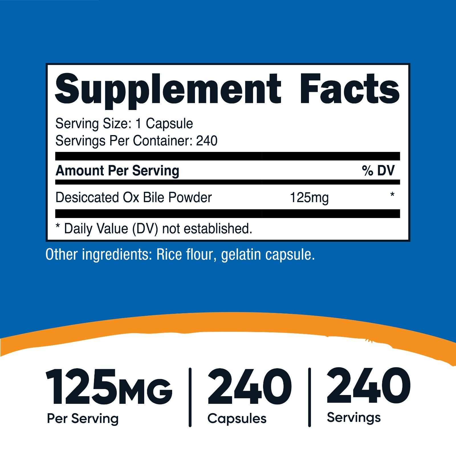 Nutricost Ox Bile Capsules 125mg, 240 Capsules – Gluten Free, Non-GMO