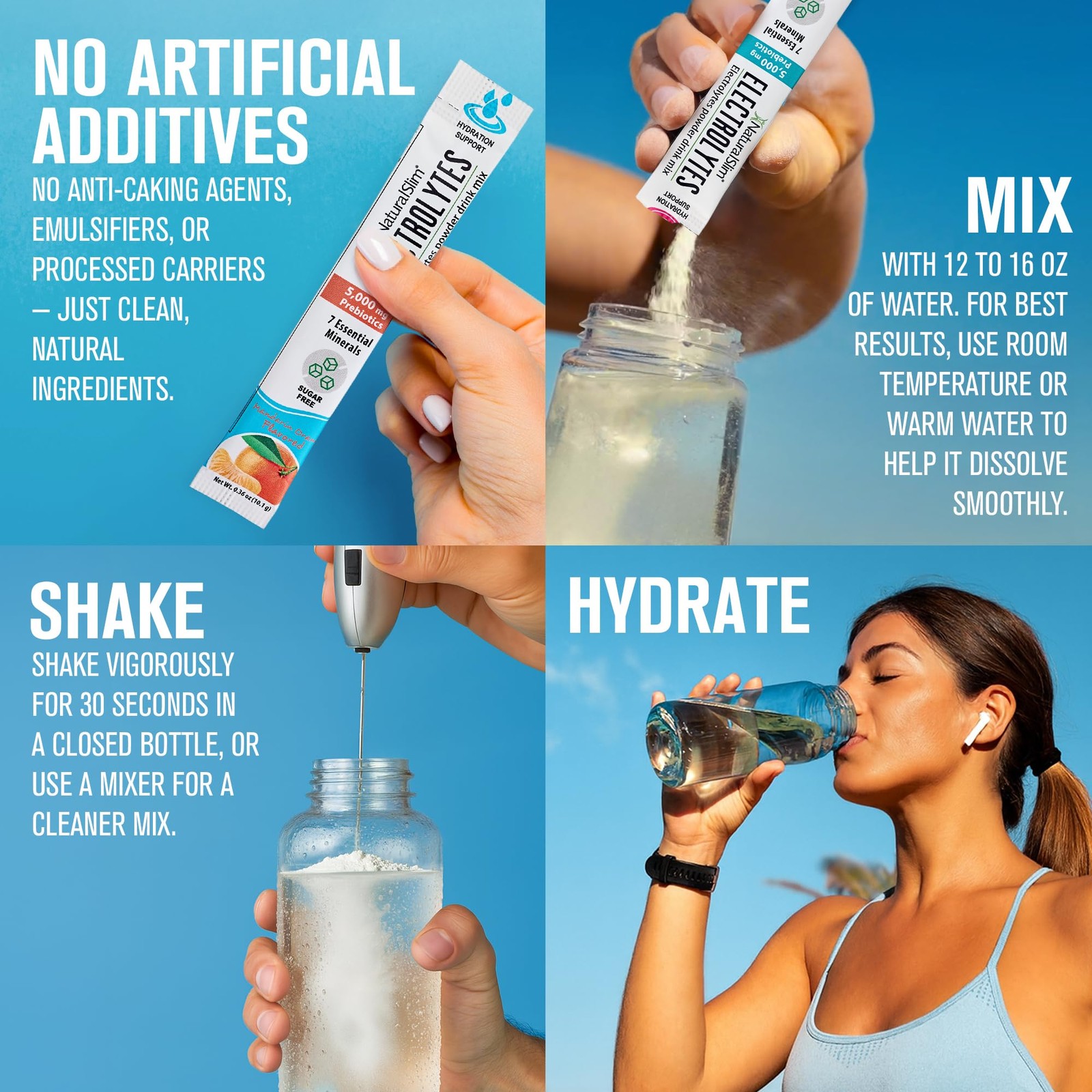NaturalSlim Electrolyte Powder Packets Sugar Free Hydration Drink, Peach-Mango