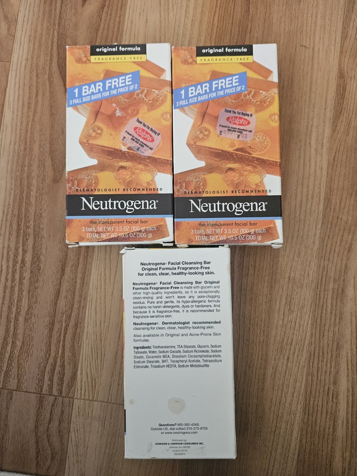 3-Pack Neutrogena Transparent Facial Bar Soap Fragrance Free 9 FULL Size Bars