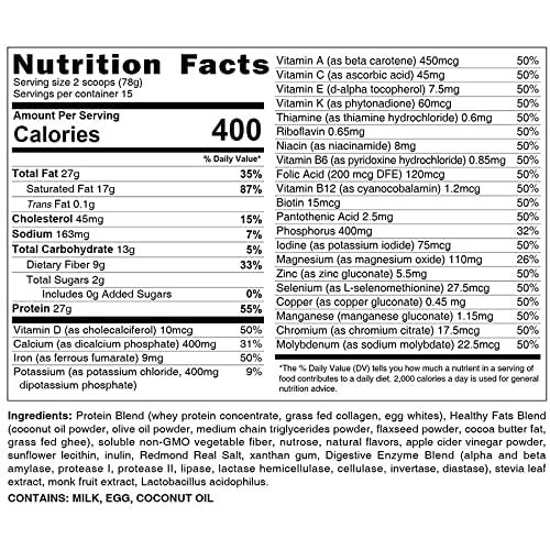 Creamy Vanilla Meal Replacement Shake High Protein Keto Low Carb 15 Servings