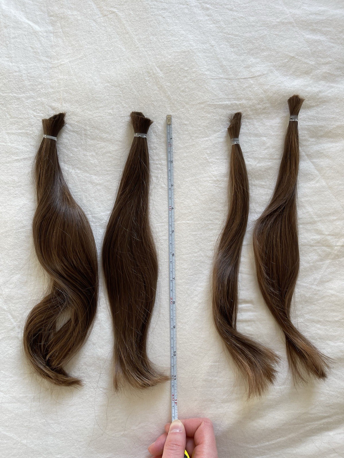 Human Hair Ponytail Haircut Virgin Brunette Hair 11-12 In Soft Silky Light Brown