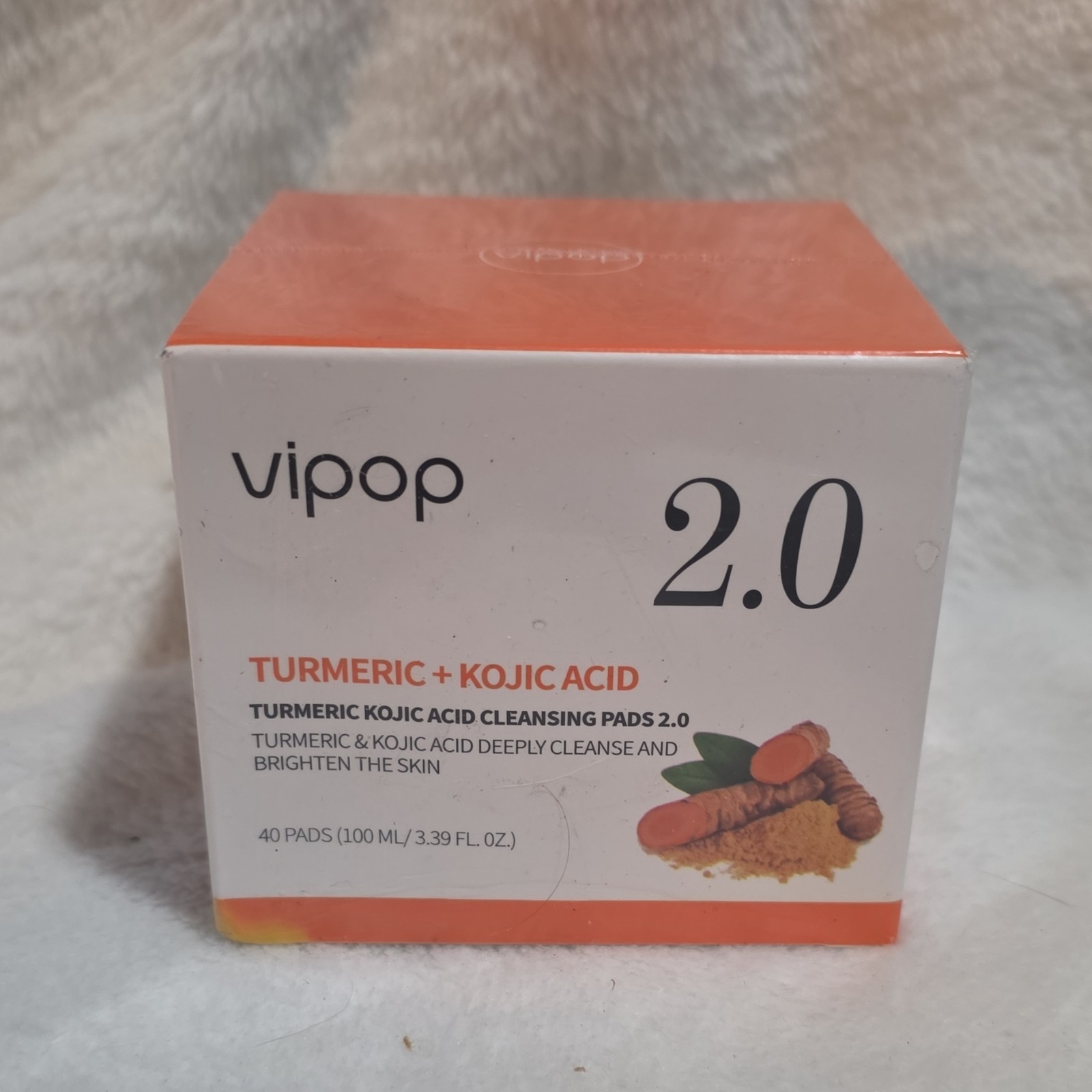 vipop Turmeric + Kojic Acid Face Cleansing Pads 40 Count, 3.39 fl oz
