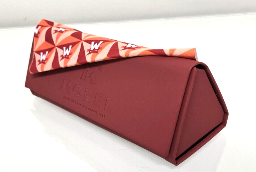 NEW! MOREL Foldable Triangle Eyeglasses Case w/ Branded Cloth -Wine Red