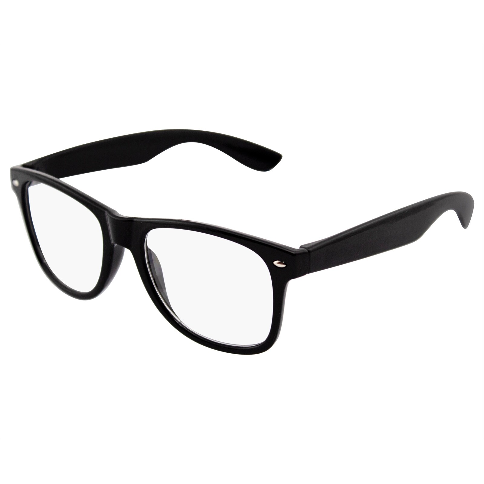 MENS WOMENS NERD BLACK GEEK GLASSES GLOSSY CLEAR LENS Clear frame sunglasses