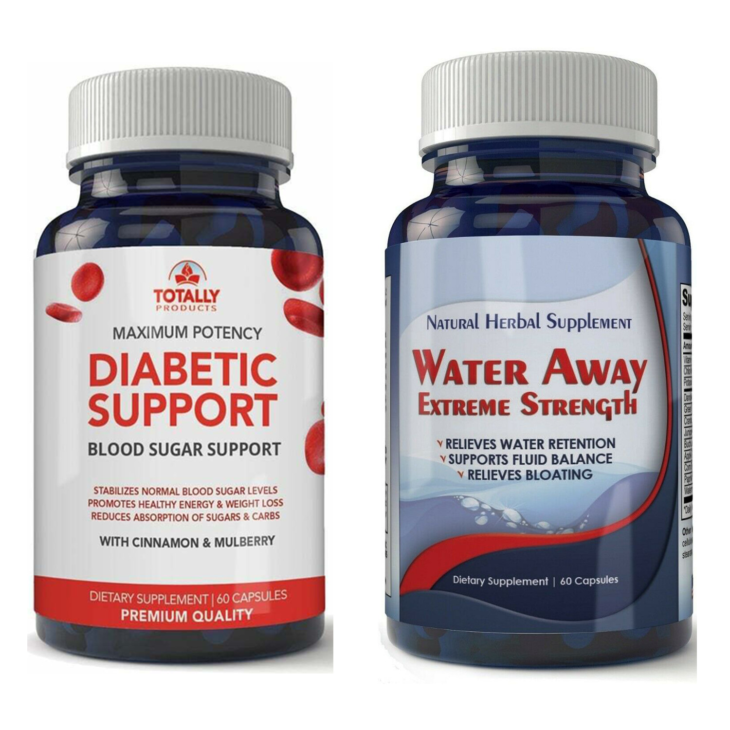 Glucose Support Weight Management & Water Away Fluid Balance Supplement 60 Caps