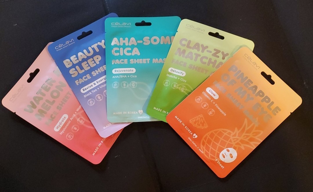 Celavi Facial Sheet Face Mask Variety Set Classic Authentic Korean 5 pack