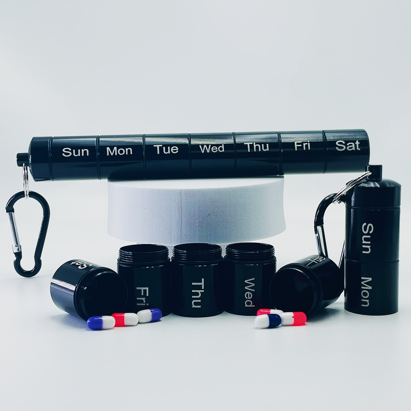7 days Pill Box Metal Medicine Bottle Drug Holder Pill Container Case Keychain