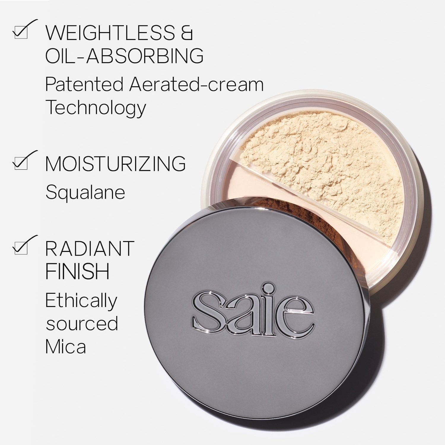 Saie Authentic Setting Powder 3 Colors Available Radiant finish 0.14 oz/ 4 g