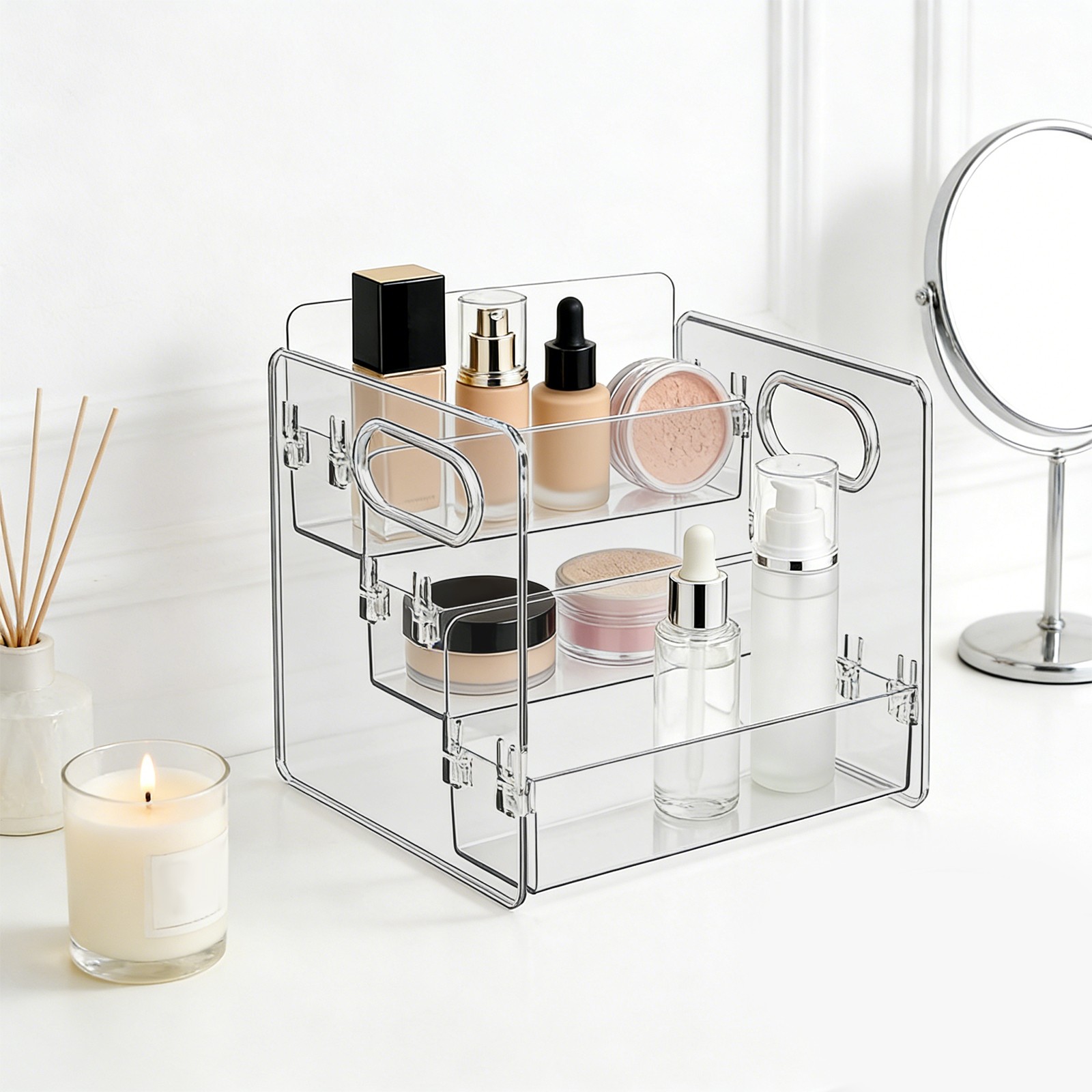 Bathroom Counter Cosmetic Organizer, Storage Shelf for Makeup