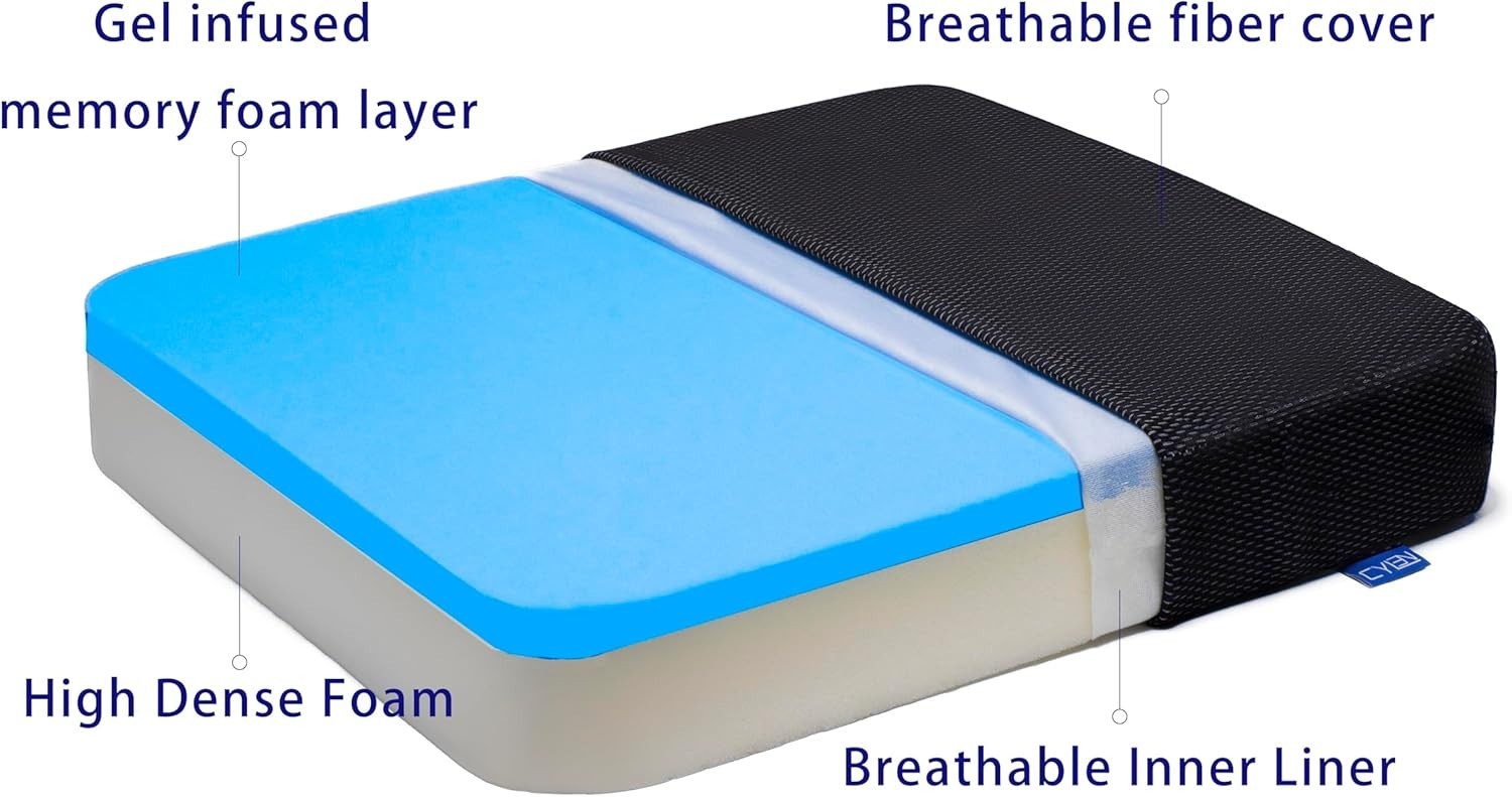 Ifoam Gel Infused Memory Foam Layer Wheelchair Cushion – Seat Cushion for Whe…