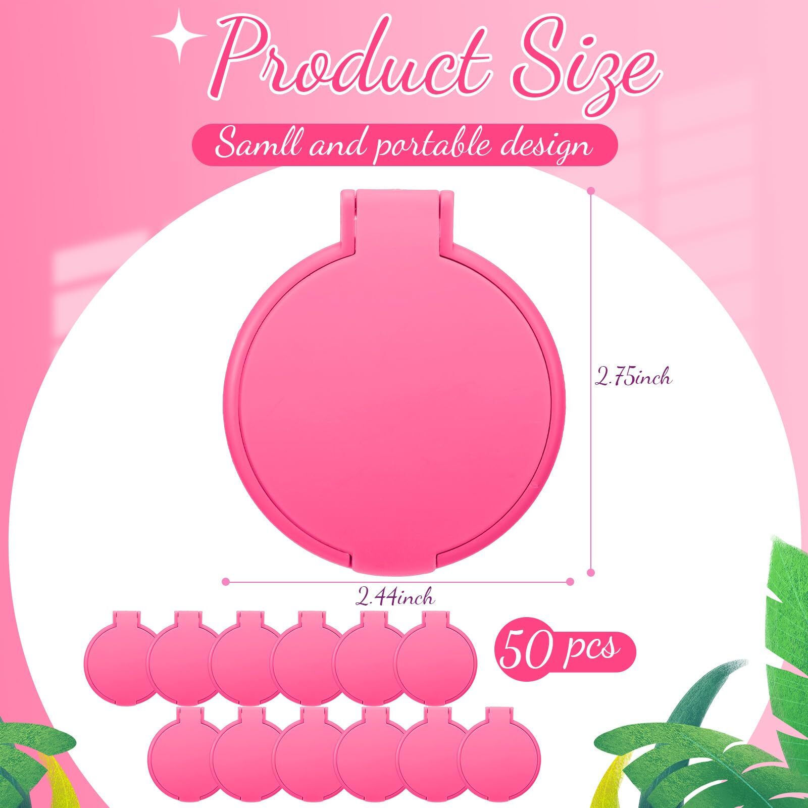 24pcs Mini Compact Mirror Bulk Rose Red Portable 2.8×2.4in Folding Pocket Mirror