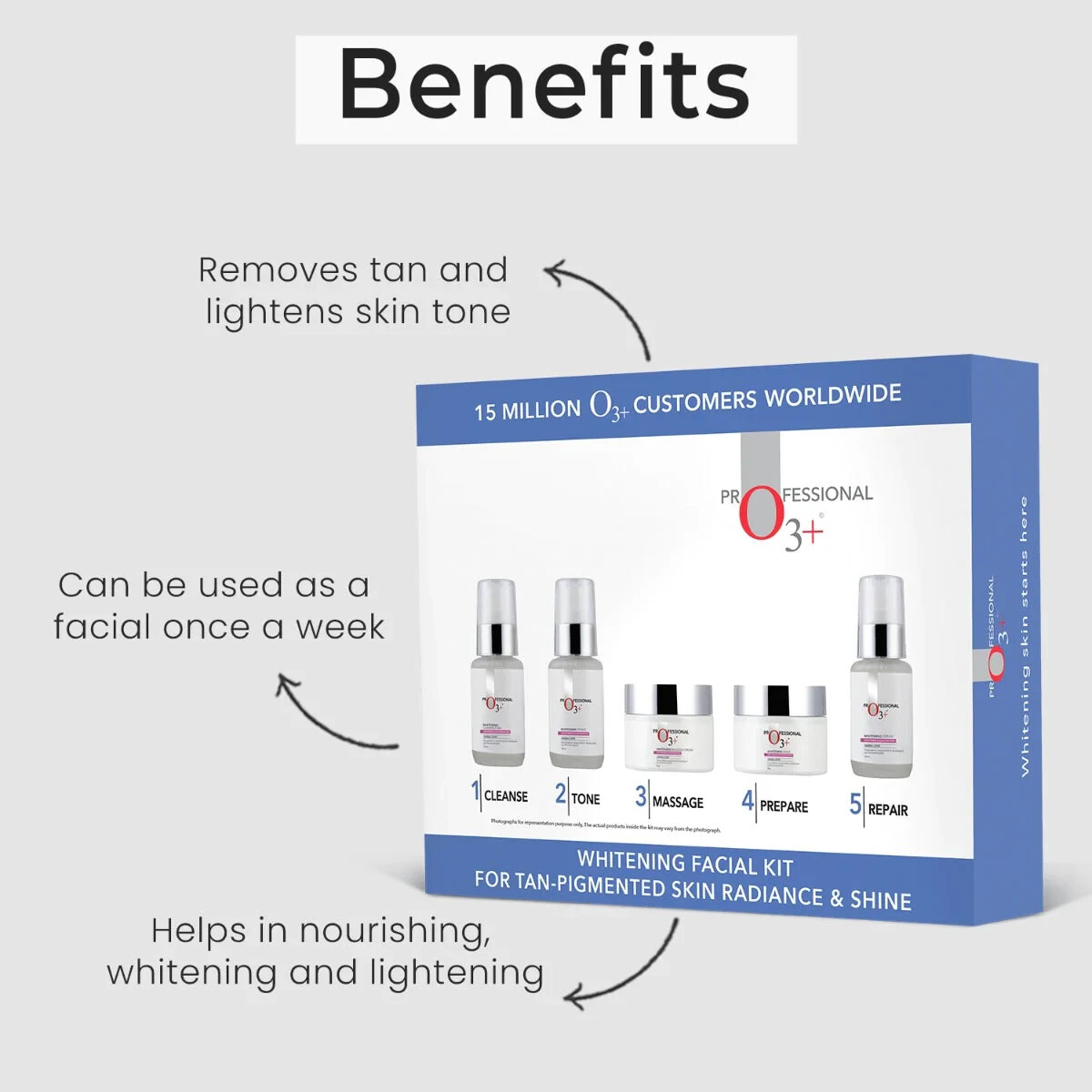 O3+ Whitening Facial Kit for Tan-Pigmented Skin 150g Brightening&Lightening Skin