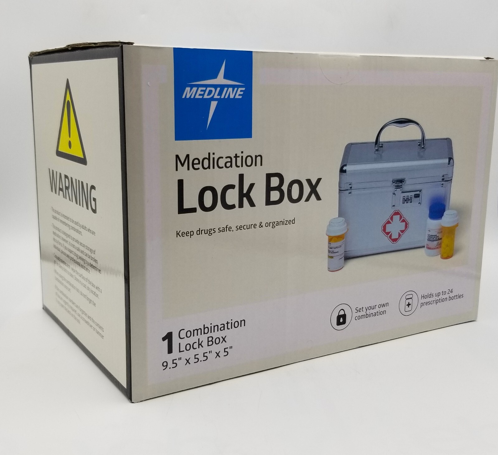 Medline Medication Lock Box Programmable Combination & Removable Tray Holds 24