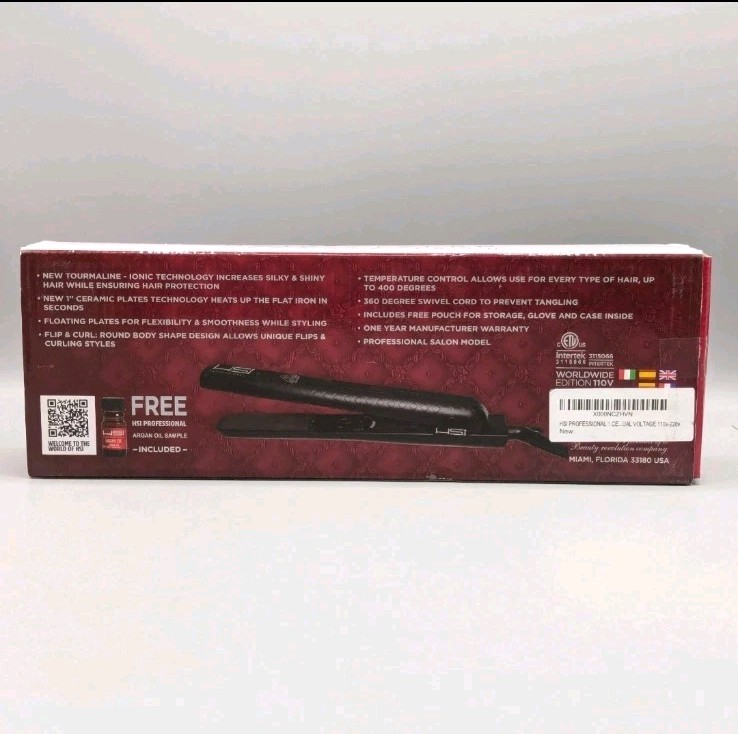 New HSI Professional 1″ Ceramic Hair Flat Iron Salon Model Tourmaline