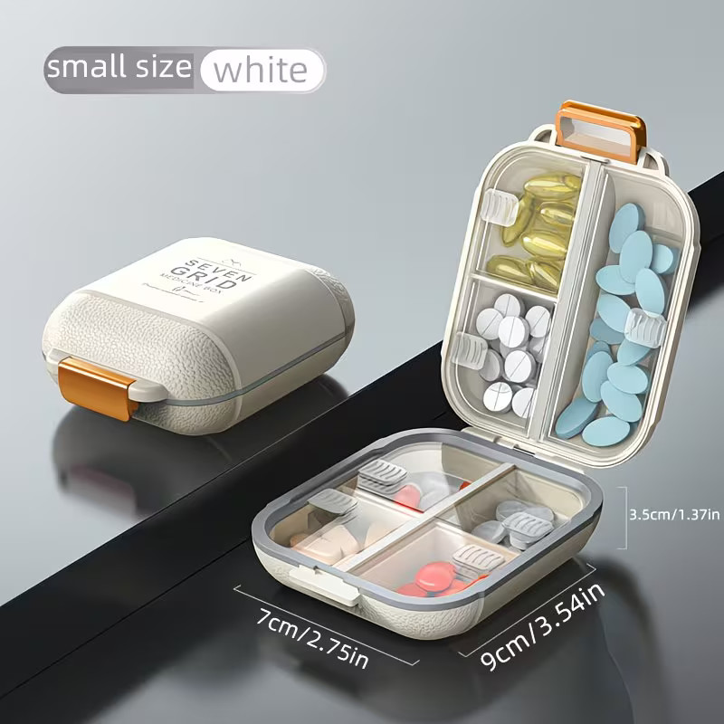7-Day Pill Storage Box Portable Travel Vitamin Organizer Dust Proof Case