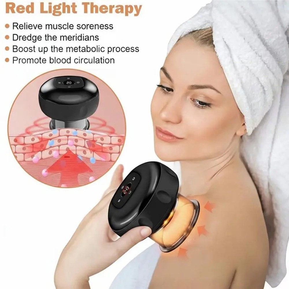 2PC Electric Heating Cupping Therapy Set Gua Sha Anti Cellulite Therapy Massager