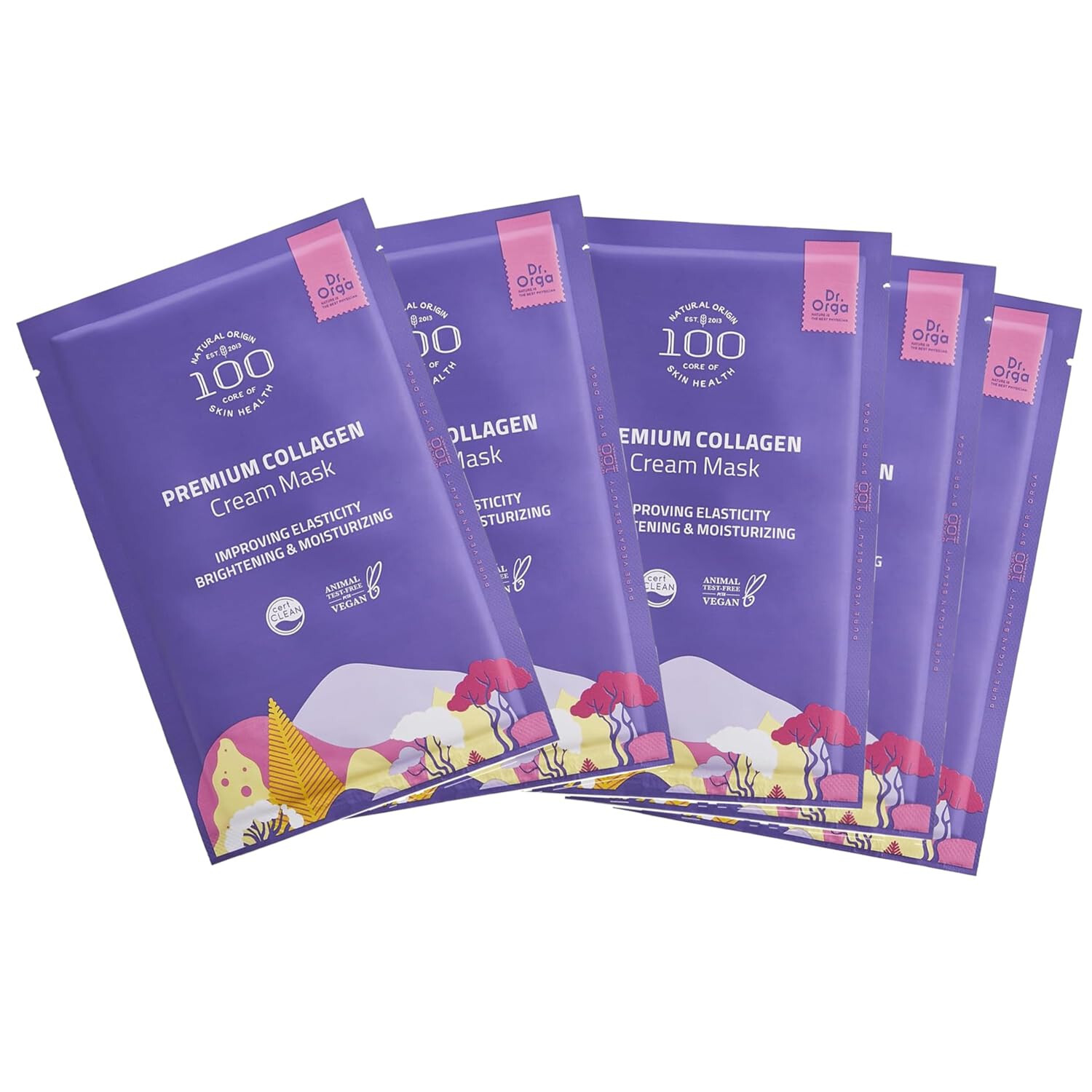 Dr. Orga Premium Bio-Collagen Real Deep Face Mask, 5 per Pack, Made in Korea