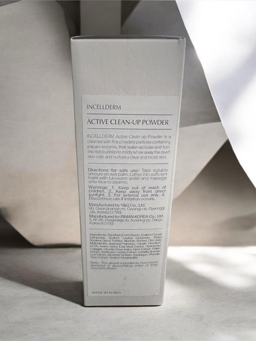 INCELLDERM Active Clean-Up Powder Water-Activated Facial Cleanser