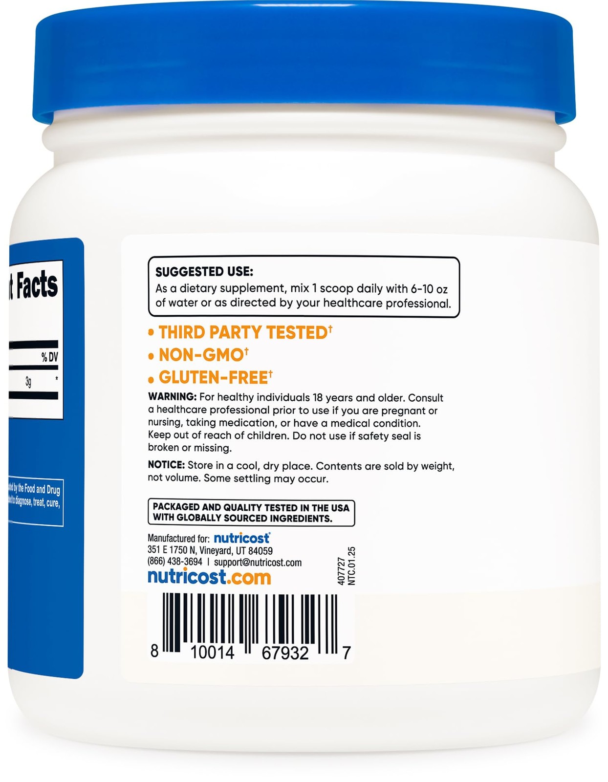 Nutricost Pure L-Citrulline (Base) Powder (600 1.34 Pound (Pack of 1), Red