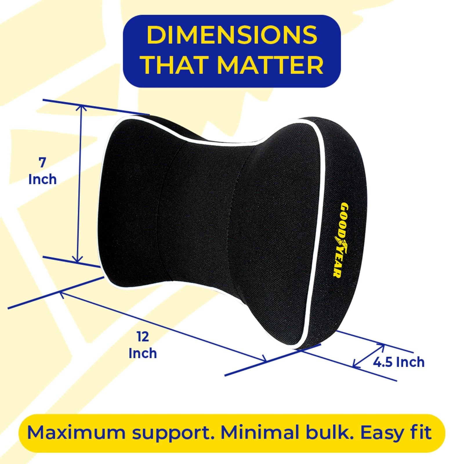 Car Neck Pillow 7.25″ X 12.25″ X 4.25″ Soft Memory Foam Headrest – Pain Relief