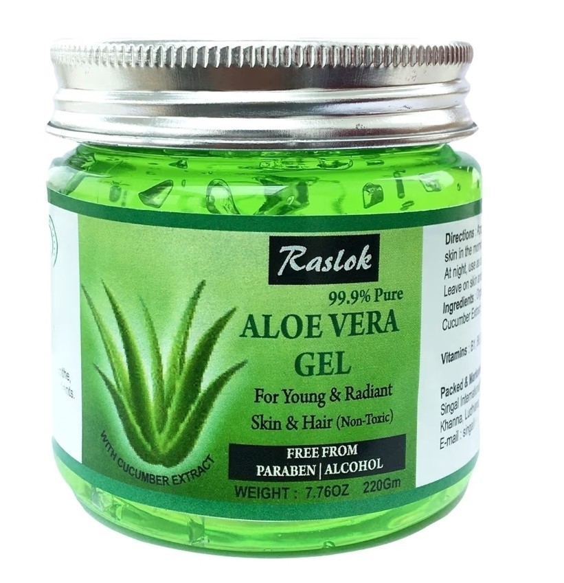 Raslok Aloe Vera Gel Cucumber 7.76oz Pure Organic Moisturizer Face Skin Hair