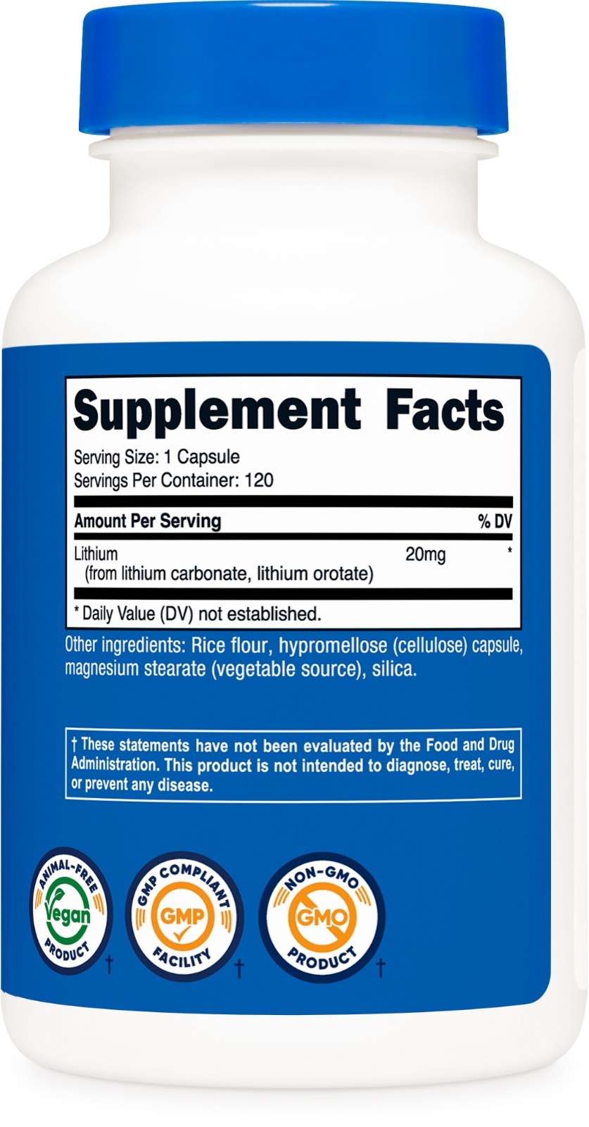Nutricost Lithium Orotate (20mg) 120 Capsules – Vegan, Gluten-Free, GMO-Free