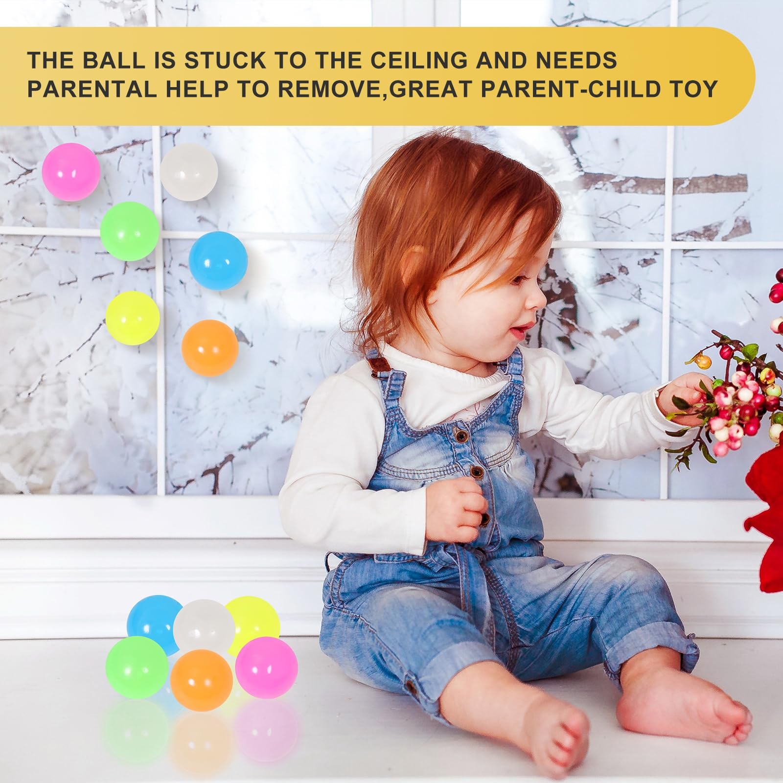 6pcs-2.4in Dream Balls,Glow in The Dark Sticky Balls That Stick to The Ceilin…
